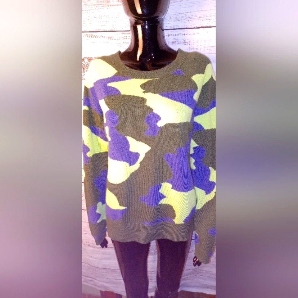 AMICI 100% pure cashmere sweater jumper size medium camo